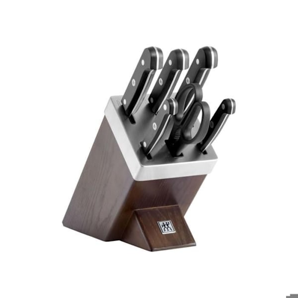 Kökskniv - ZWILLING - Gourmet - Självslipande block - 7 delar - Mörkbrun Mörkbrun