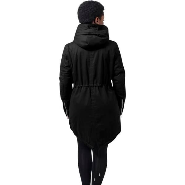 Parka - Urban Classics Dam - Svart - Sherpa-foder - Dragsko i midjan Svart jag