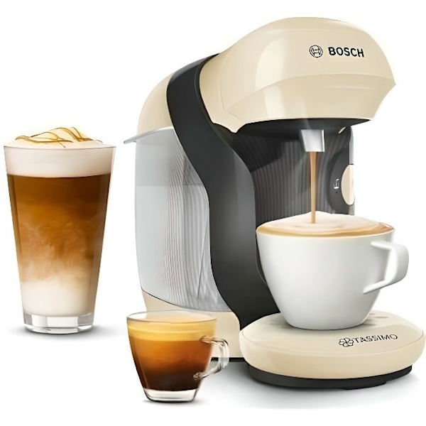 Tassimo Style kompakt kaffemaskin för flera drycker - BOSCH TAS1107 - Vaniljfärg - 40 drinkar - 0,7l - 1400W