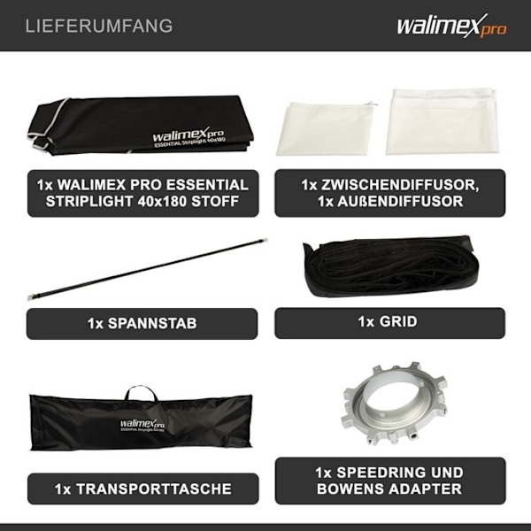 Ljuslåda - WALIMEX PRO - Essential Striplight - 40 x 180 cm - Rotation 360° - Enkel montering