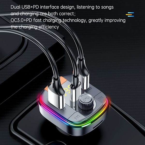 Bil-laddare - Yesido - Y45 - 2xUSB - Typ-C - 18W - Svart Svart