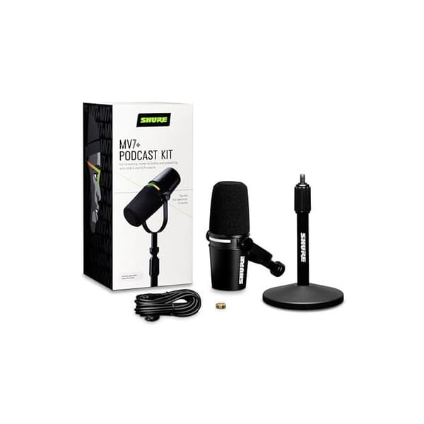 Shure MV7+ K med bordsstativ Dynamisk mikrofon Svart