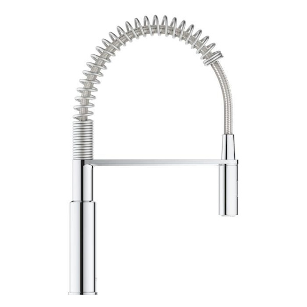 GROHE Get diskbänksblandare, 2-stråle engreppsblandare, kran med professionell utdragbar spray, 30361000 Krom