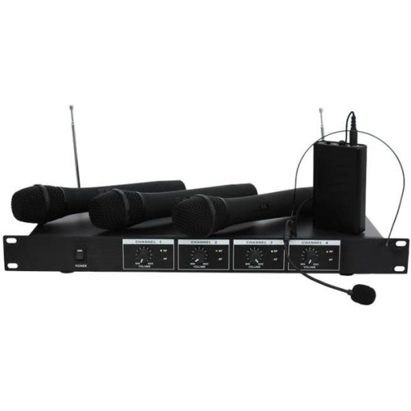 IBIZA VHF4 4-kanals VHF-mikrofonsystem - Svart Svart