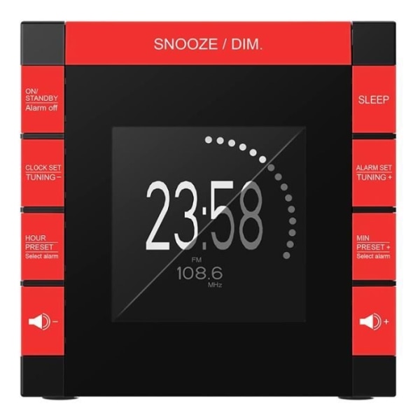 BIGBEN INTERACTIVE Radioklocka Cube Projektor Dekor Rock Wood