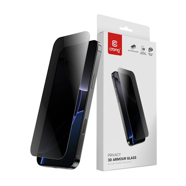 Härdat sekretessglas för iPhone 16 / iPhone 15 Crong Privacy 3D Armor Glass