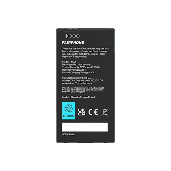 Batteri - FAIRPHONE - F4BATT-1ZW-WW1 - Svart - 3950 mAh - Kompatibel med Fairphone 4