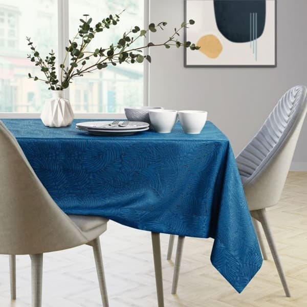 Rektangulär duk Gaia indigo 120 x 260 cm - fläckavvisande polyester, manschettfinish indigo