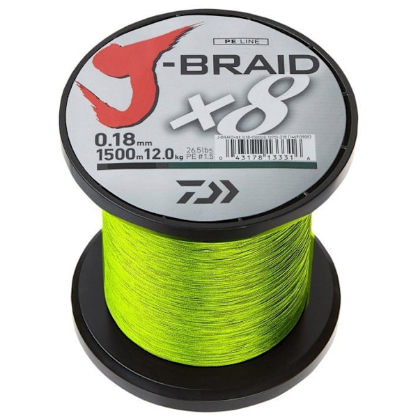 Nylon - fiskelina - Daiwa fläta - 12750-228 - J-Braid X8, 1500m Chartreuse - Flätad fiskelina