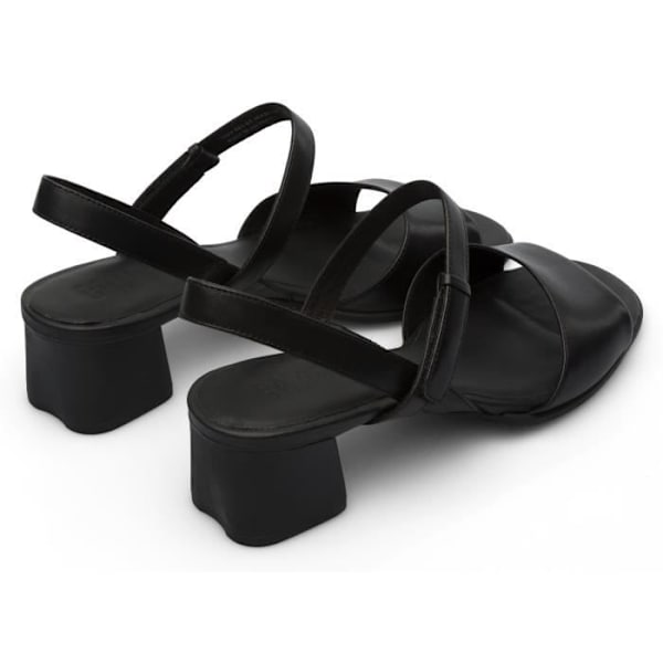 Sandaler Dam - CAMPER - Katie - Läder i fullkorn - Kvadratklack - Svart Velcro Svart 39