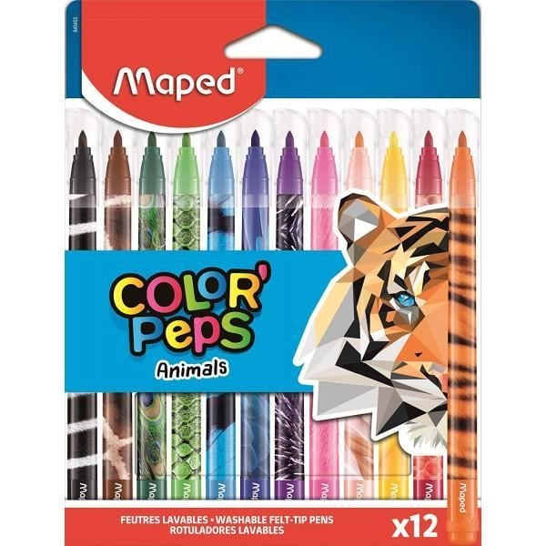 12 färgmarkörer - Medium spets - Sortiment - Color'Peps Animal - Maped Sortiment