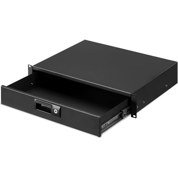 Tirett för Serverhylla - kwmobile - 2U - Låsbart - Robust Design - Inbyggd Handtag