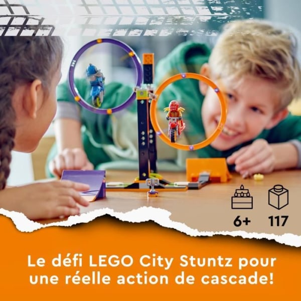 LEGO® City Stuntz 60360 Stuntutmaning: Spinnande cirklar, motorcykelleksak för 1 eller 2 spelare