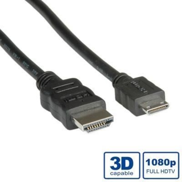 VALUE HDMI-kabel - HS+ETH., A-C, M/M, 2m - Svart - Skärmad