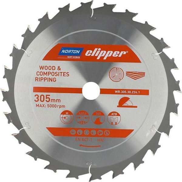 Scie Norton clipper - 70184608071 - NORTON CIRCULÄR VERSKÄRARE 305 mm x 30 mm x 24z TRÄ OCH KOMPOSITER ATB (3.2 / 2.2) N