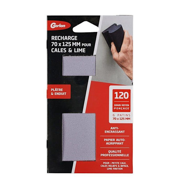 Gerlon - ADRMAM - Pack 6 Gips slipmedel - Belagd 70 125 MM - Korn 120 (Medium)