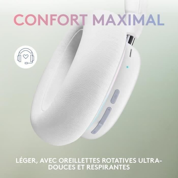 Spelheadset - Trådlöst - Logitech G - G735 Lightspeed - RGB - Avtagbar mikrofon - Vit Vit