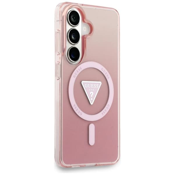 Coque Guess IML Gradient Triangle Logo MagSafe för Samsung Galaxy S26 - Rosa Rosa