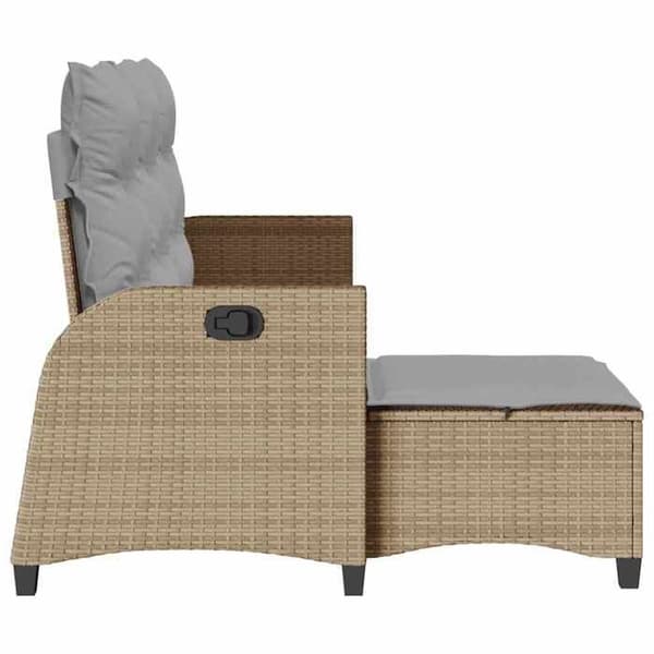 vidaXL L-formad trädgårdssoffa med lutning, kuddar, beige polyrotting 4108241