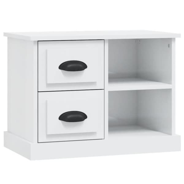 vidaXL Sängbord blank vit 60x35,5x45 cm 816370