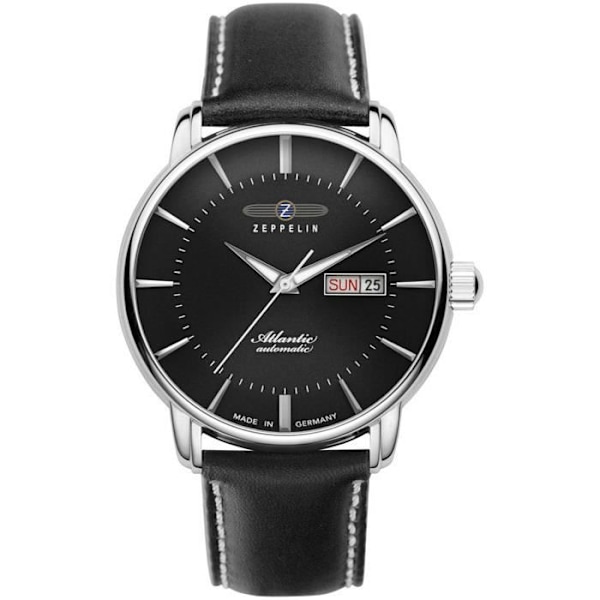 Klocka - Zeppelin - 8466-2 - Analog - Rostfritt stål - Svart läder Silver, Svart