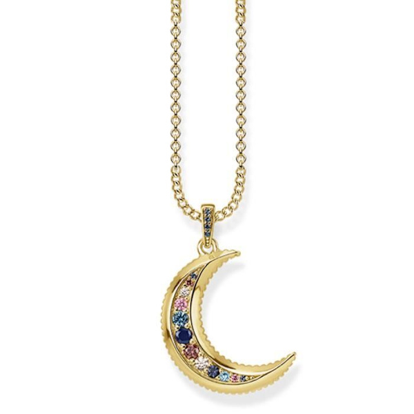 Halsband - Thomas Sabo - KE1826-959-7-L45v - Sterlingsilver - Längd 40-45 cm - Månpendel Gyllene, färgglada