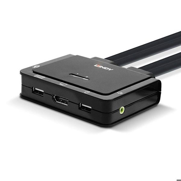 Switch KVM 2 portar - MARQUE - DisplayPort 1.2 - USB Typ C - 4K 60Hz - Inbyggt ljud Svart