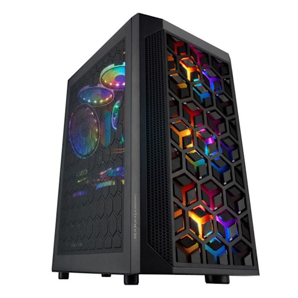 Mars Gaming MCMESH Svart - Micro ATX PC-spelfodral - Total Mesh Design - 3x FRGB-fläkt