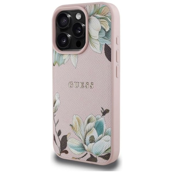 Coque Guess Grained Flower Printed MagSafe för iPhone 16 Pro (rosa) rosa