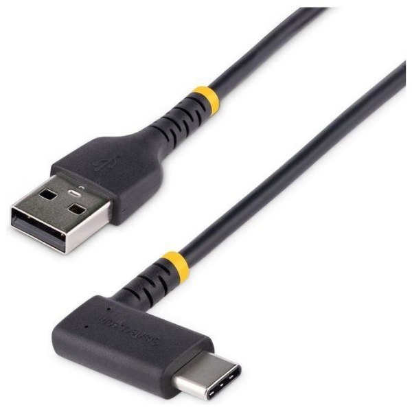 StarTech.com 1m USB A till USB C-kabel - Svart USB C-laddningskabel - Robust aramidfiber - USB-C 2.0-3A snabbladdare
