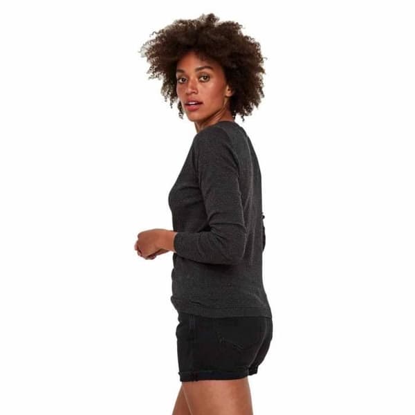 Vero Moda Care Structure L-s tröja - Dam - Grå - Rundad krage - Bodycon passform Grå XS