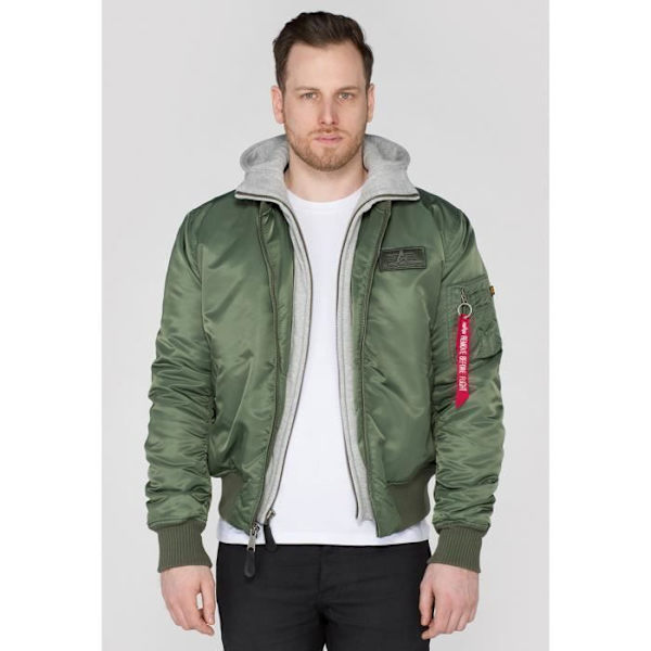 Jacka - Alpha Industries - MA-1 D-Tec - Kaki - Långa ärmar - Huva Grön khaki XL