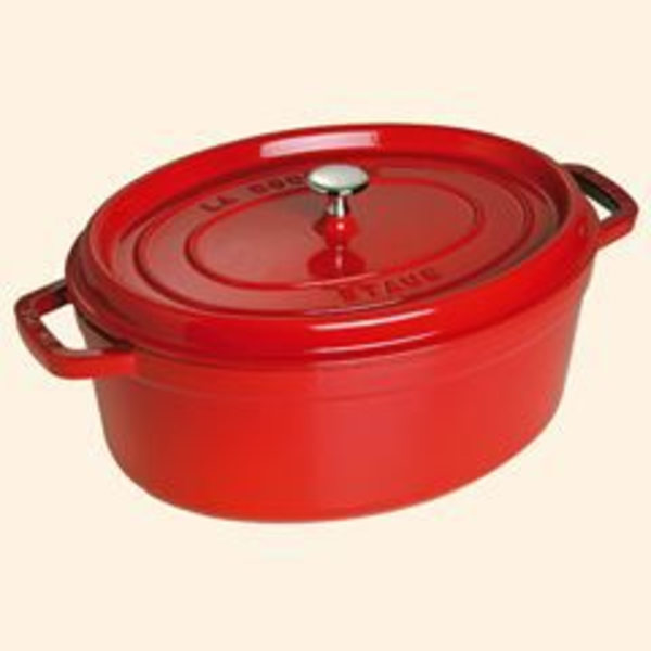 Gjutjärn oval cocotte med dubbar 27 cm - 3,2 lit… Röd körsbär