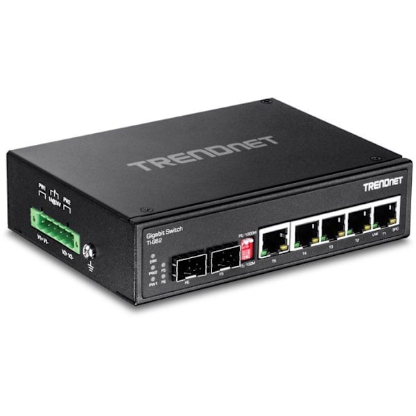 Okontrollerad switch - TRENDnet - TI-G62 - 5 Gigabit-portar - Delad SFP - DIN-skena IP30 Svart