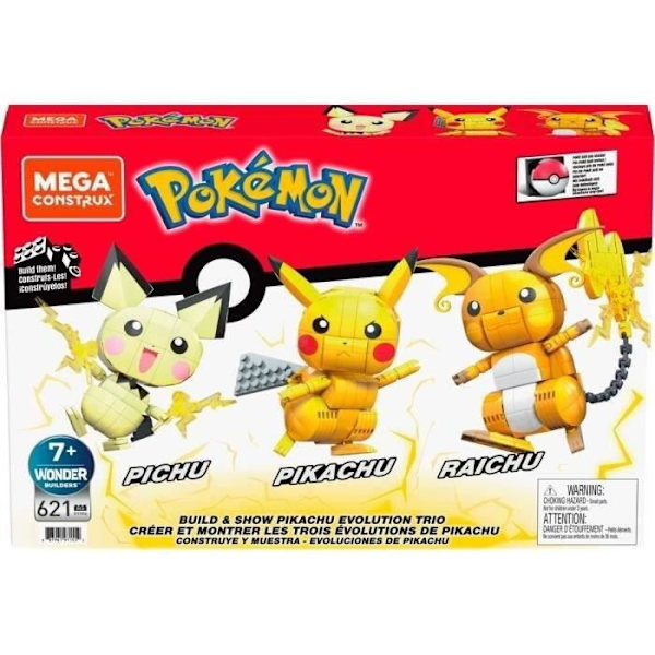 Mega Construx - Pokémon - Pikachu Evolution Trio Box - byggleksak - 7 år och +