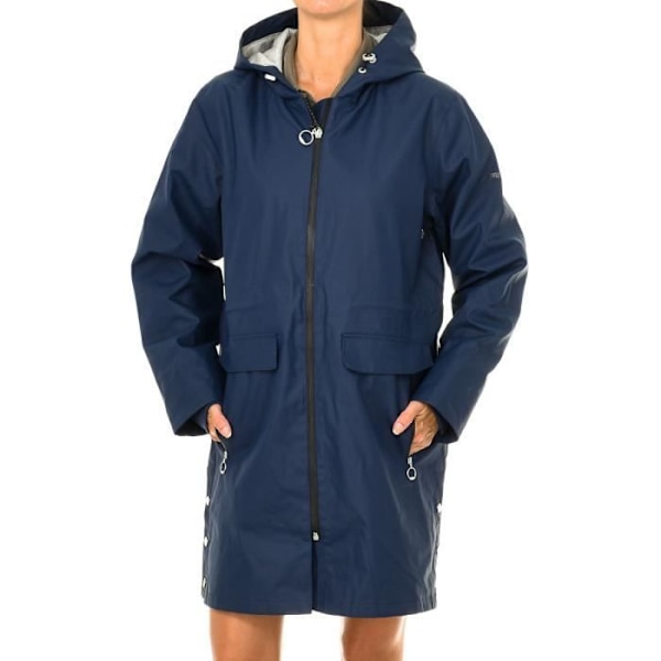 Superdry Hydrotech Mac-jacka för kvinnor - Marinblå - Fast huva - Dragkedja - Vattentätt tyg marinblå XS