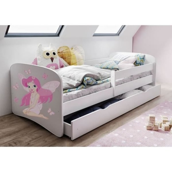 Kocot Kids Babydreams vit fe barnsäng med fjärilar - 80x180cm - utan låda eller madrass Vit