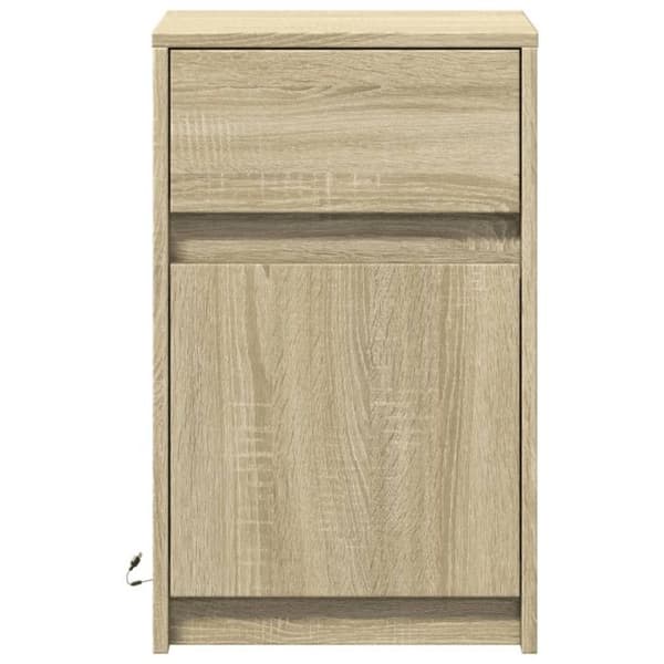 vidaXL Sängbord med LED-lampor eksonoma, sidobord, sängskåp, sidobord för sovrum, 852002