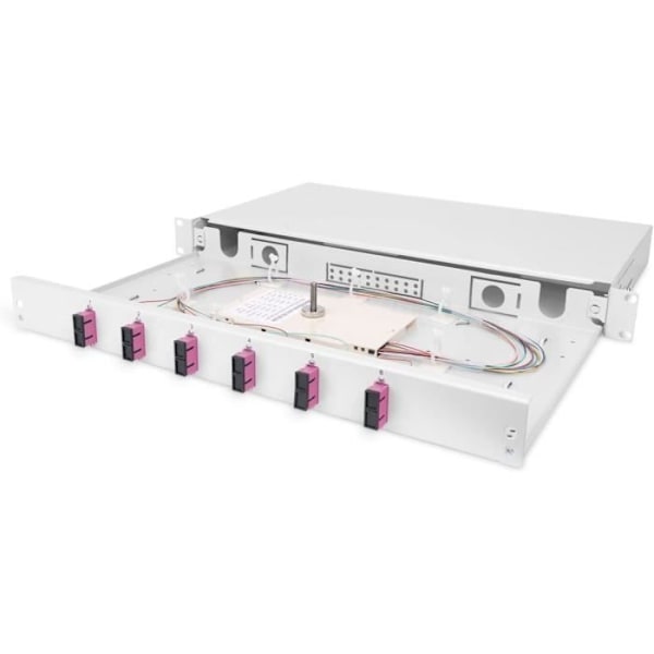Fiber Optic Splice Box - DIGITUS - OM4-1U - 19 Tum - Multi-Mode Simplex - 6 Kopplingar Fiberpigmenter