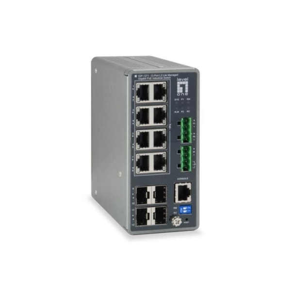 LevelOne IGP-1271, Managed, L3, Gigabit Ethernet (10-100-1000), Ethernet-anslutning, stöder ström över denna port (PoE) Grå