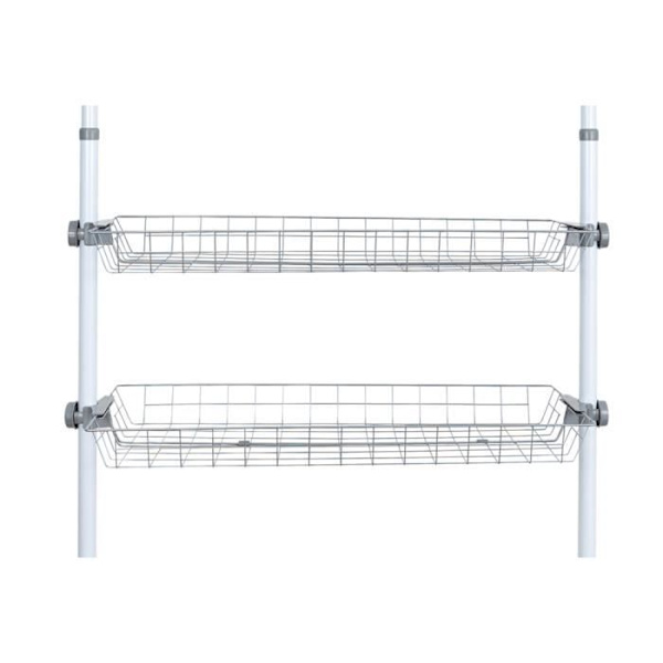 Förvaringskorg - WENKO - Herkules - Set om 2 - Metall - 94x8x38 cm - Vit Vit