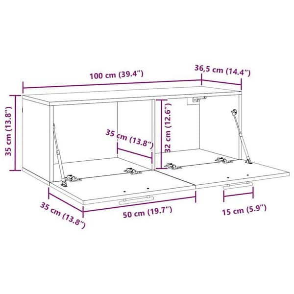 Väggmonterad möbel gammalt trä - vidaXL - 100x36.5x35 cm - Ingenjörsträ - Rustik - Effektiv förvaring - Modern design