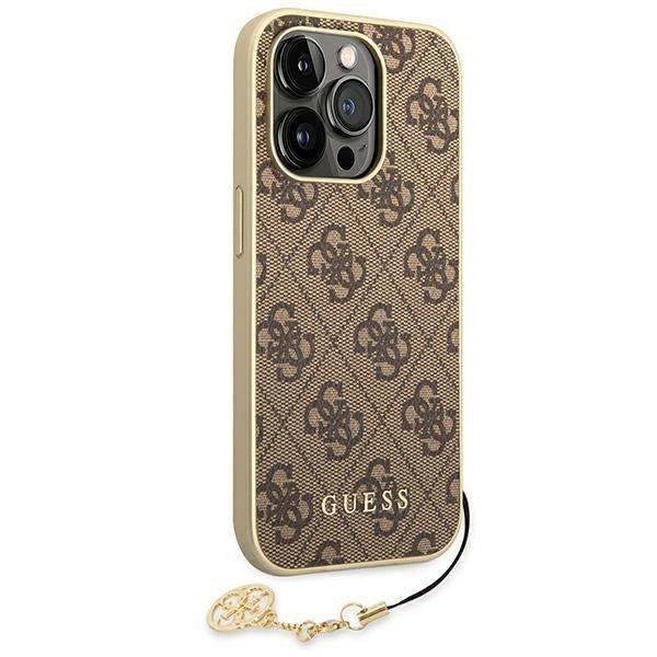 Guess 4G Charms Collection - Fodral för iPhone 14 Pro (brun) - 3666339094171