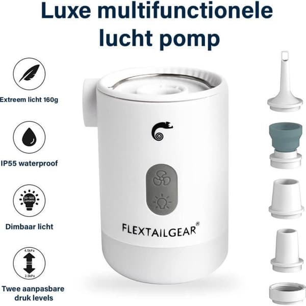 Luftmadrasspump - Flextail Gear - Max Pump 2 Pro - Elektrisk - Vit - Camping Vit