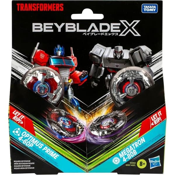 Multipack - Hasbro - Beyblade X Transformers - Optimus Prime 4-60P - Megatron 4-80B - 2 tops och 2 launcherar