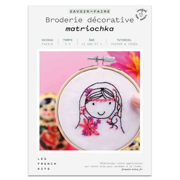 Matryoshka sömnads- och broderisats - Franska kit - Lätt nivå - 7 stycken - från 12 år Flerfärgad