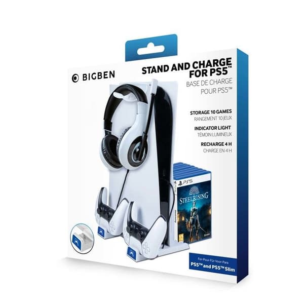 Ställ och ladda PS5-kompatibel PS5 Slim-Accessory-PS5 Vit