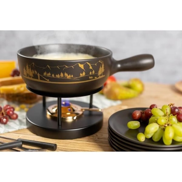 Fondue-set - KUHN RIKON - 32320 - Terrakotta - 6 delar - Ø 23 cm