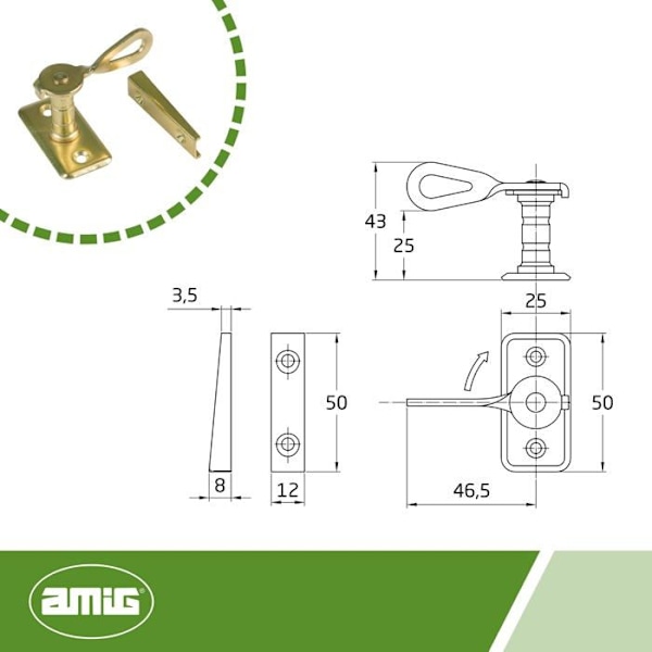 Amig - 14352 - Hasp 12 mässing