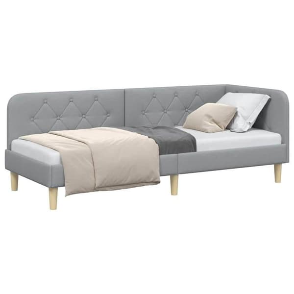 Sängram i tyg - vidaXL - Ljusgrå - 80x200 cm - L-formad design - Mångsidig soff-säng Ljusgrått